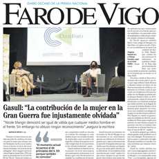 Entrevista para el periódico Faro de Vigo con motivo de la conferencia en el Club Faro de Vigo.