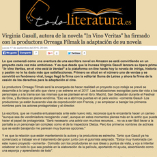 Virginia Gasull, autora de la novela In Vino Veritas ha firmado con la productora Orreaga Filmak la adaptación de su novela